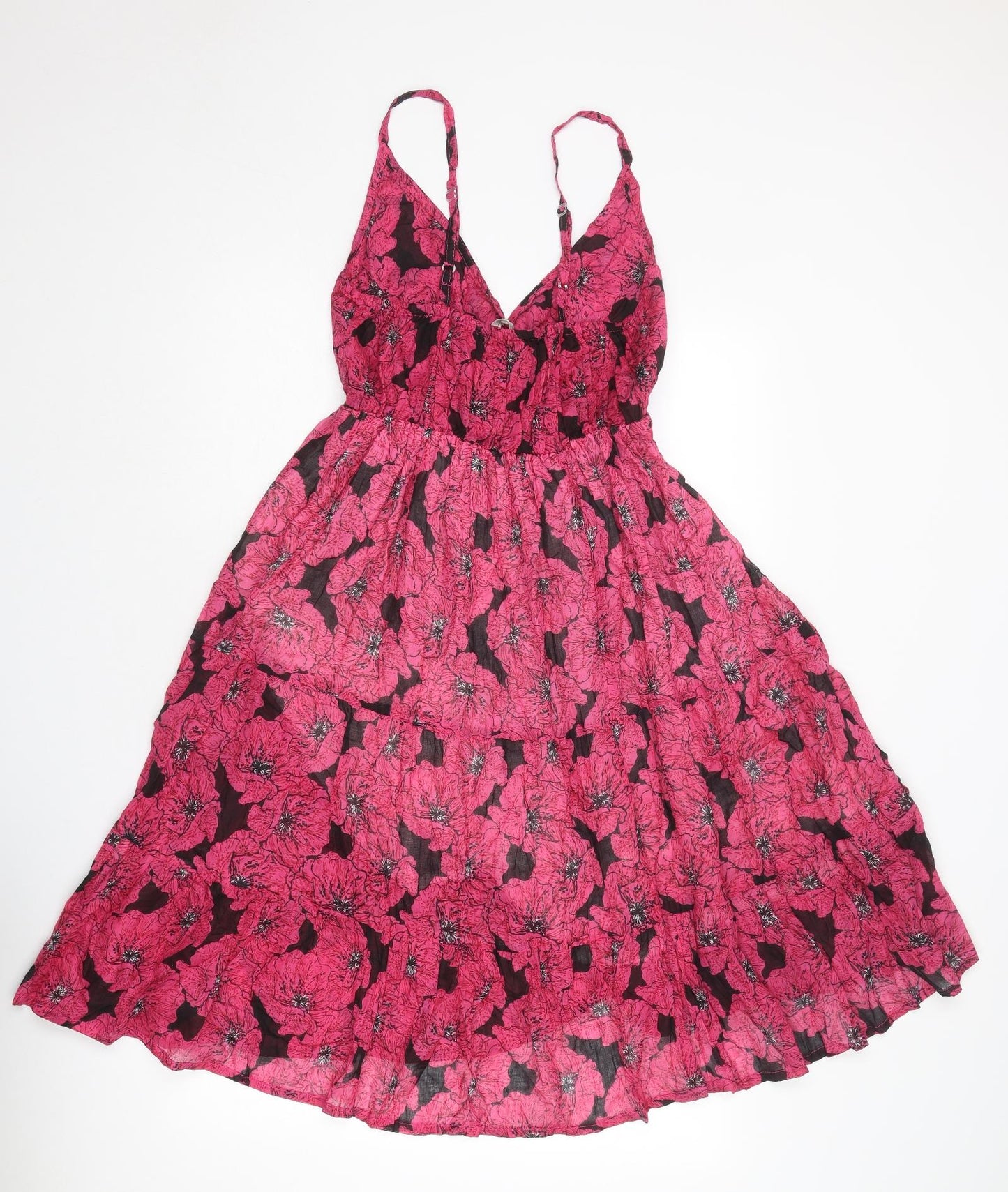 Pebble Bay Womens Pink Floral Polyester Slip Dress Size M V-Neck Pullover