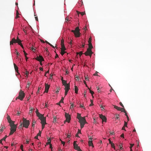 Pebble Bay Womens Pink Floral Polyester Slip Dress Size M V-Neck Pullover