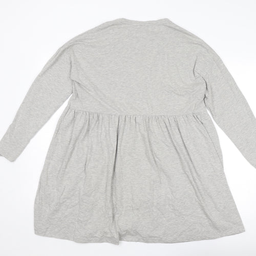 Noisy may Womens Grey Cotton Jumper Dress Size M Round Neck Pullover