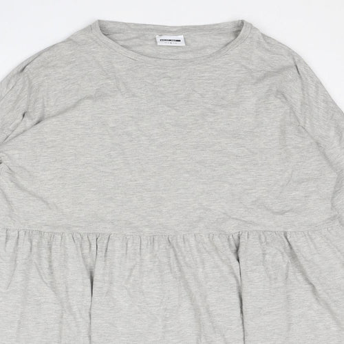 Noisy may Womens Grey Cotton Jumper Dress Size M Round Neck Pullover