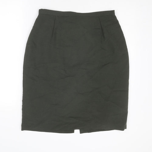 BHS Womens Green Polyester Straight & Pencil Skirt Size 18 Zip