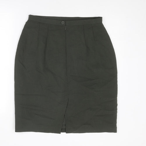 BHS Womens Green Polyester Straight & Pencil Skirt Size 18 Zip
