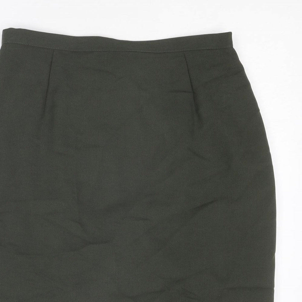 BHS Womens Green Polyester Straight & Pencil Skirt Size 18 Zip