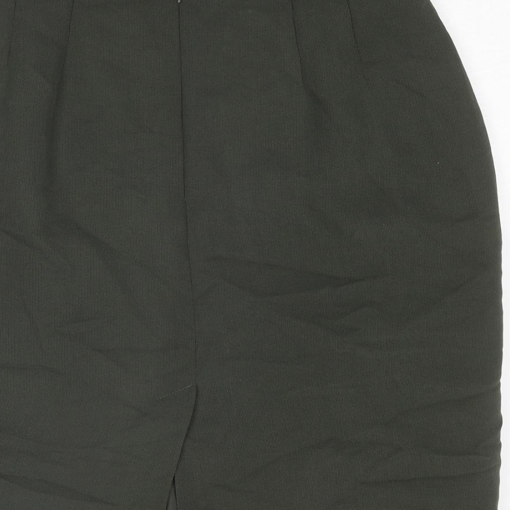 BHS Womens Green Polyester Straight & Pencil Skirt Size 18 Zip