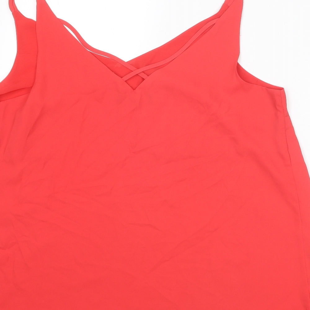 Dorothy Perkins Womens Red Polyester Camisole Tank Size 16 V-Neck