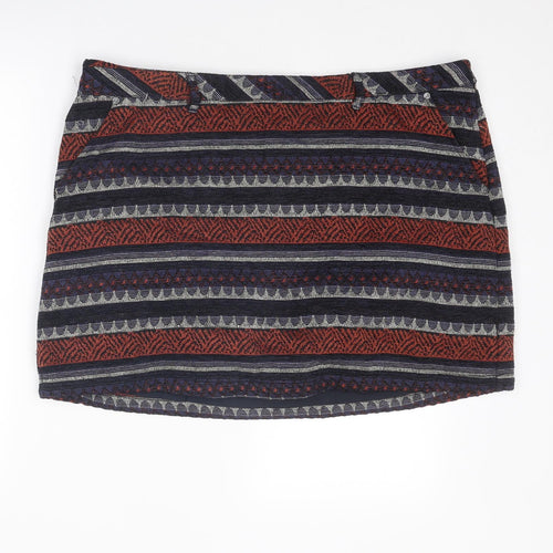 Indigo Womens Multicoloured Geometric Polyester A-Line Skirt Size 20 Zip