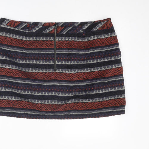 Indigo Womens Multicoloured Geometric Polyester A-Line Skirt Size 20 Zip