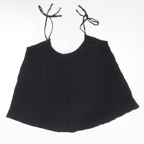 H&M Womens Black Cotton Camisole Tank Size S Scoop Neck - Tie Strap Detail