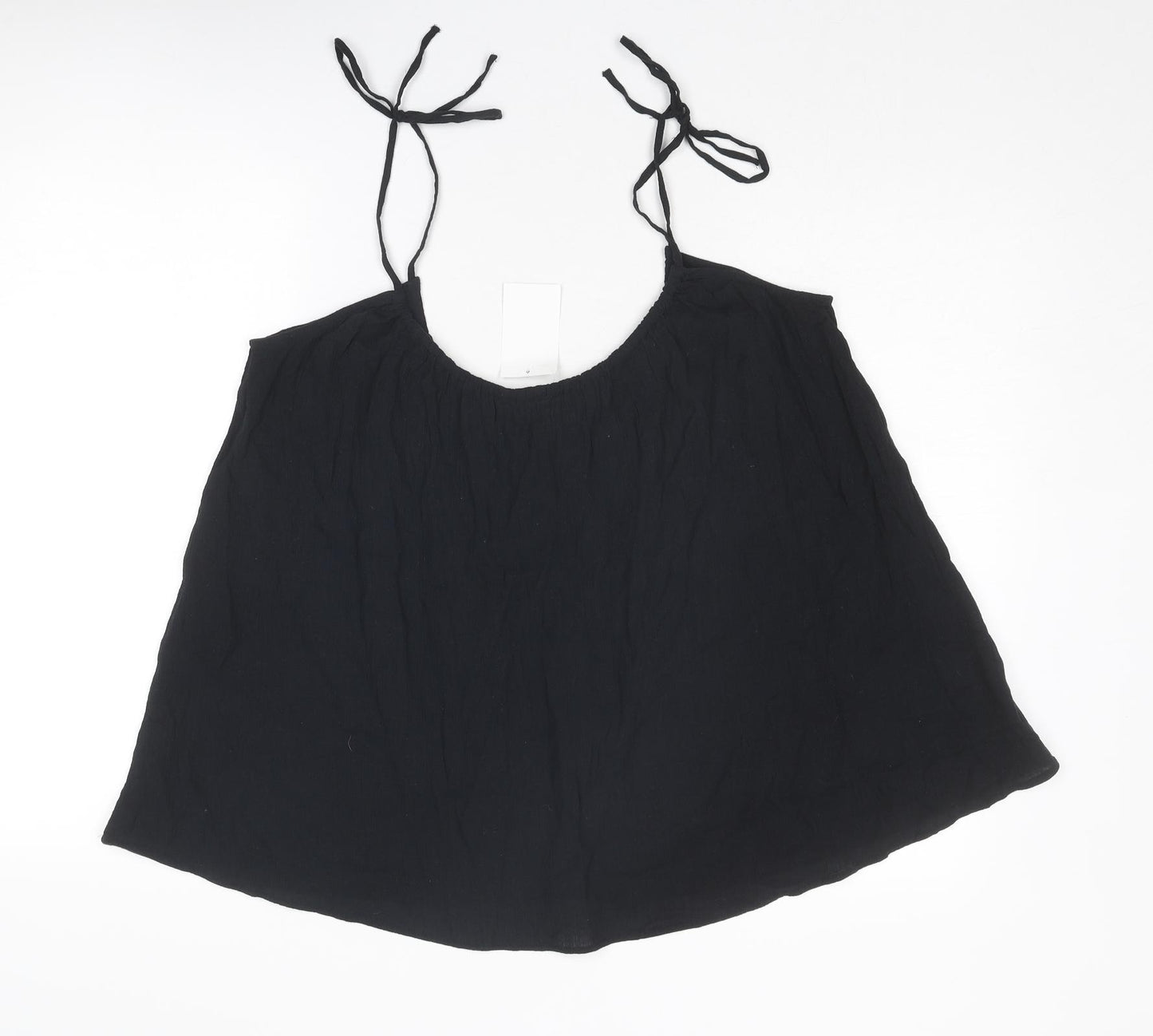 H&M Womens Black Cotton Camisole Tank Size S Scoop Neck - Tie Strap Detail