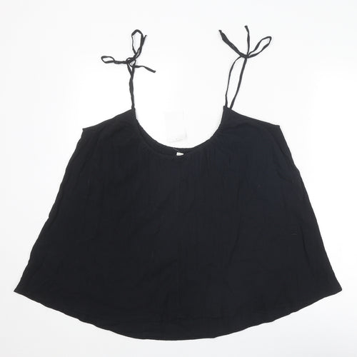 H&M Womens Black Cotton Camisole Tank Size S Scoop Neck - Tie Strap Detail