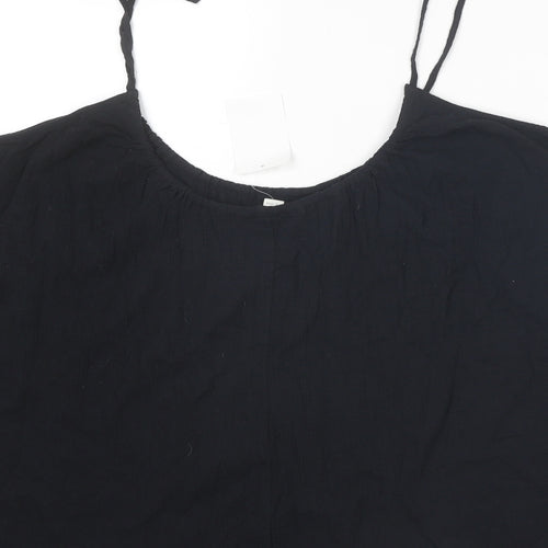 H&M Womens Black Cotton Camisole Tank Size S Scoop Neck - Tie Strap Detail