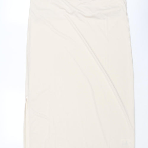 H&M Womens Beige Polyester Slip Dress Size M Cowl Neck Pullover