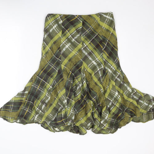 Principles Womens Green Plaid Viscose Swing Skirt Size 14