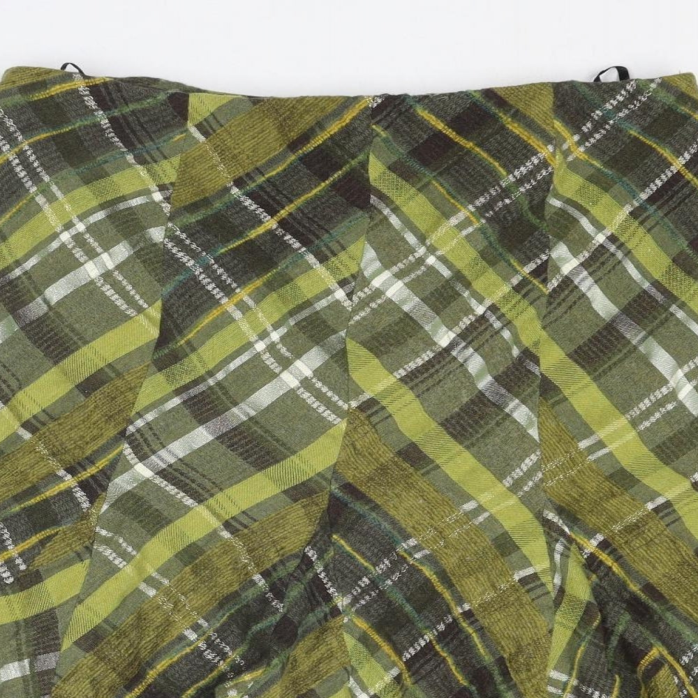 Principles Womens Green Plaid Viscose Swing Skirt Size 14