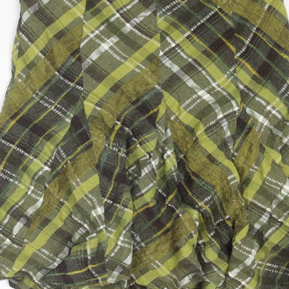 Principles Womens Green Plaid Viscose Swing Skirt Size 14