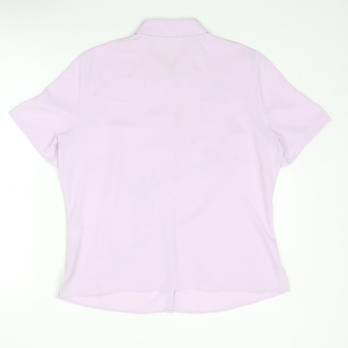 Marks and Spencer Womens Purple Polyester Basic Button-Up Size 16 Collared - Floral Detail