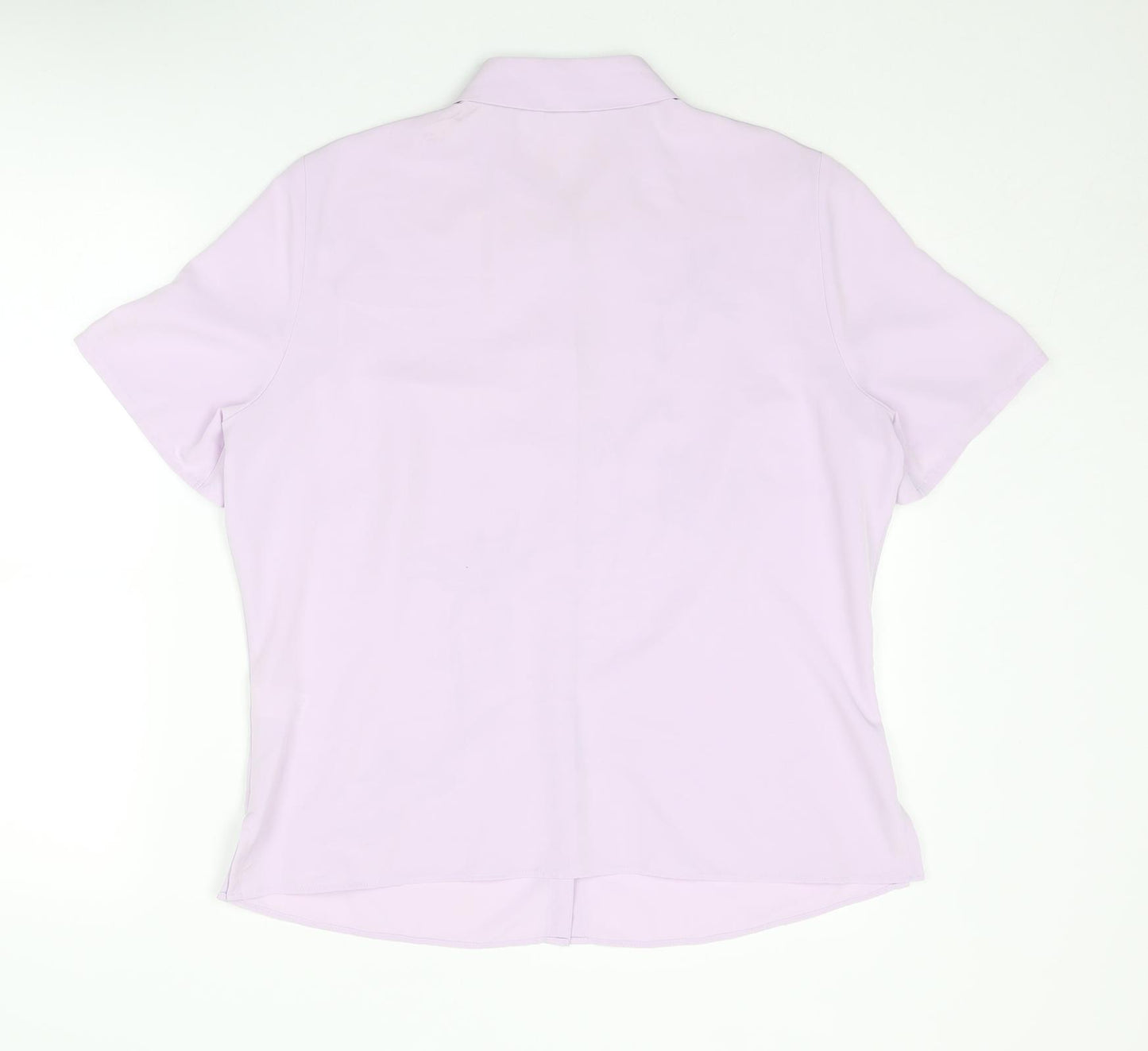 Marks and Spencer Womens Purple Polyester Basic Button-Up Size 16 Collared - Floral Detail