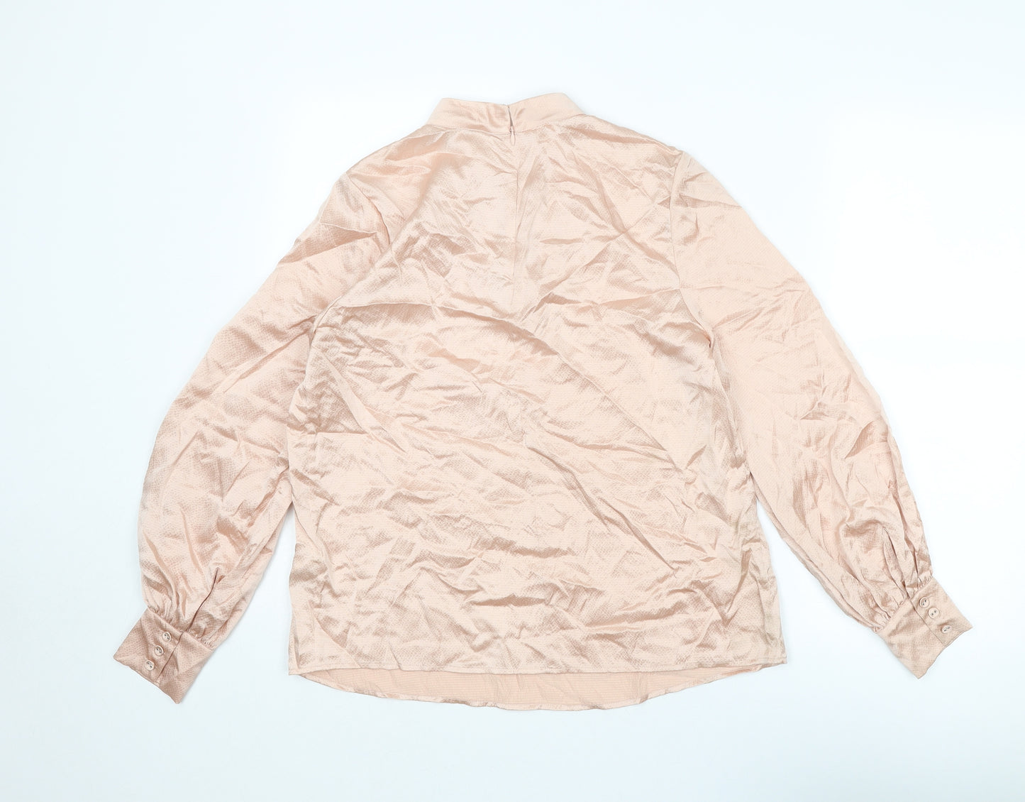 Jaeger Womens Pink Silk Basic Blouse Size 10 Mock Neck