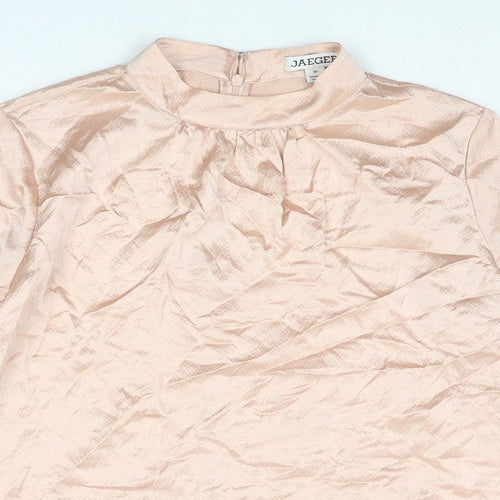 Jaeger Womens Pink Silk Basic Blouse Size 10 Mock Neck