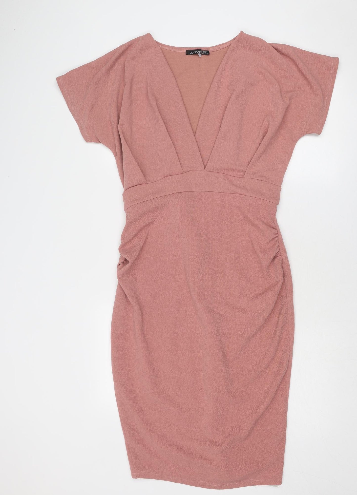 Boohoo Womens Pink Polyester A-Line Size 12 V-Neck Pullover