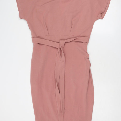 Boohoo Womens Pink Polyester A-Line Size 12 V-Neck Pullover