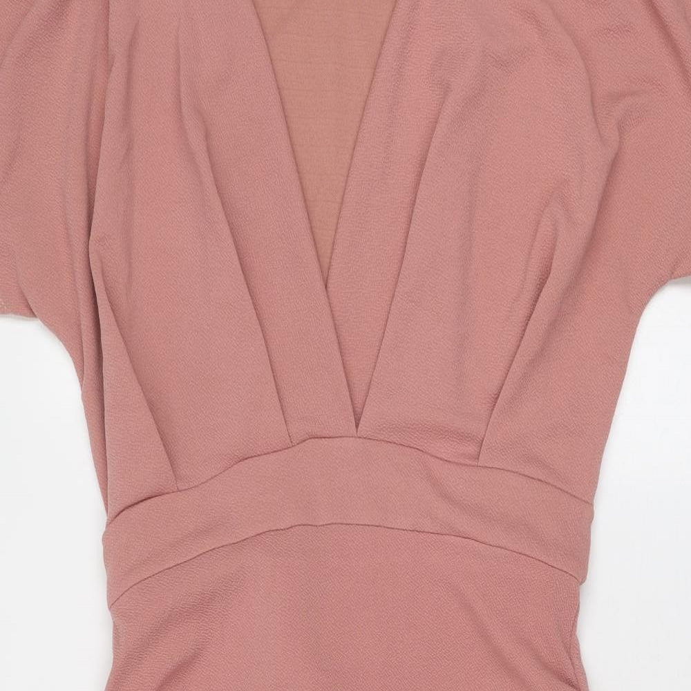 Boohoo Womens Pink Polyester A-Line Size 12 V-Neck Pullover