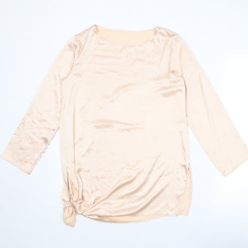 St Michael Womens Pink Polyester Basic Blouse Size 8 Boat Neck - Size 8-10