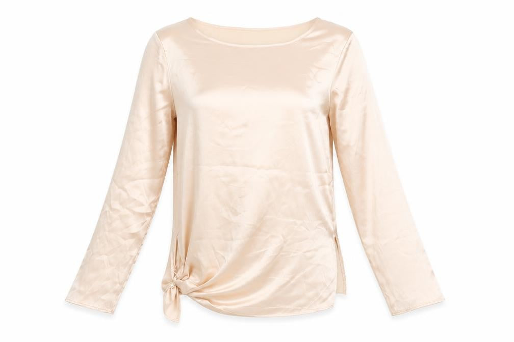 Front view of St Michael women’s pink polyester basic blouse, size UK 8, boat neck -, size UK 8-10