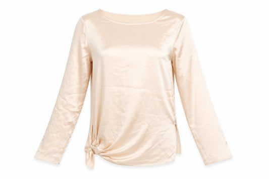 Front view of St Michael women’s pink polyester basic blouse, size UK 8, boat neck -, size UK 8-10