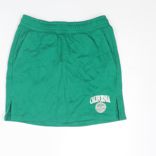 Divided by H&M Womens Green Cotton A-Line Skirt Size XS - California