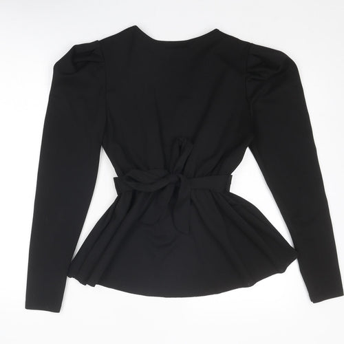 Cameo Rose Womens Black Polyester Wrap Blouse Size S V-Neck