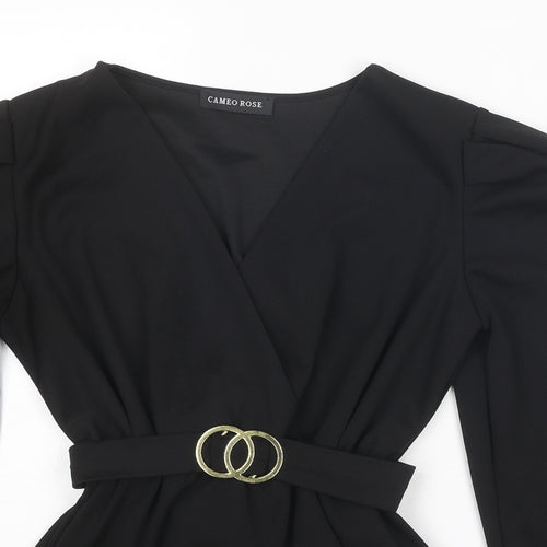 Cameo Rose Womens Black Polyester Wrap Blouse Size S V-Neck