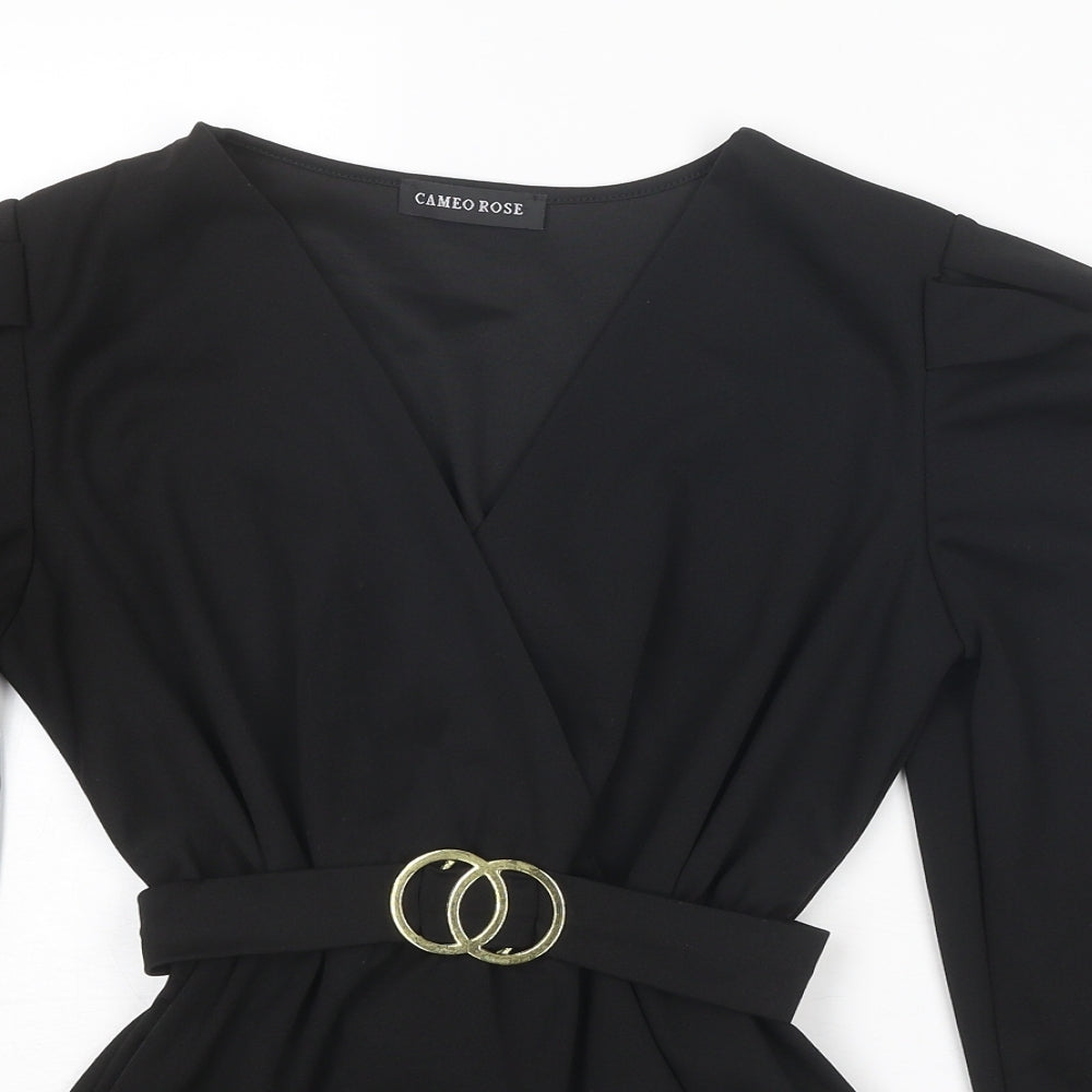 Cameo Rose Womens Black Polyester Wrap Blouse Size S V-Neck