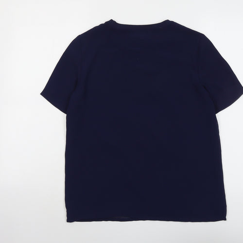 Selected Femme Womens Blue Polyester Basic T-Shirt Size 8 Round Neck