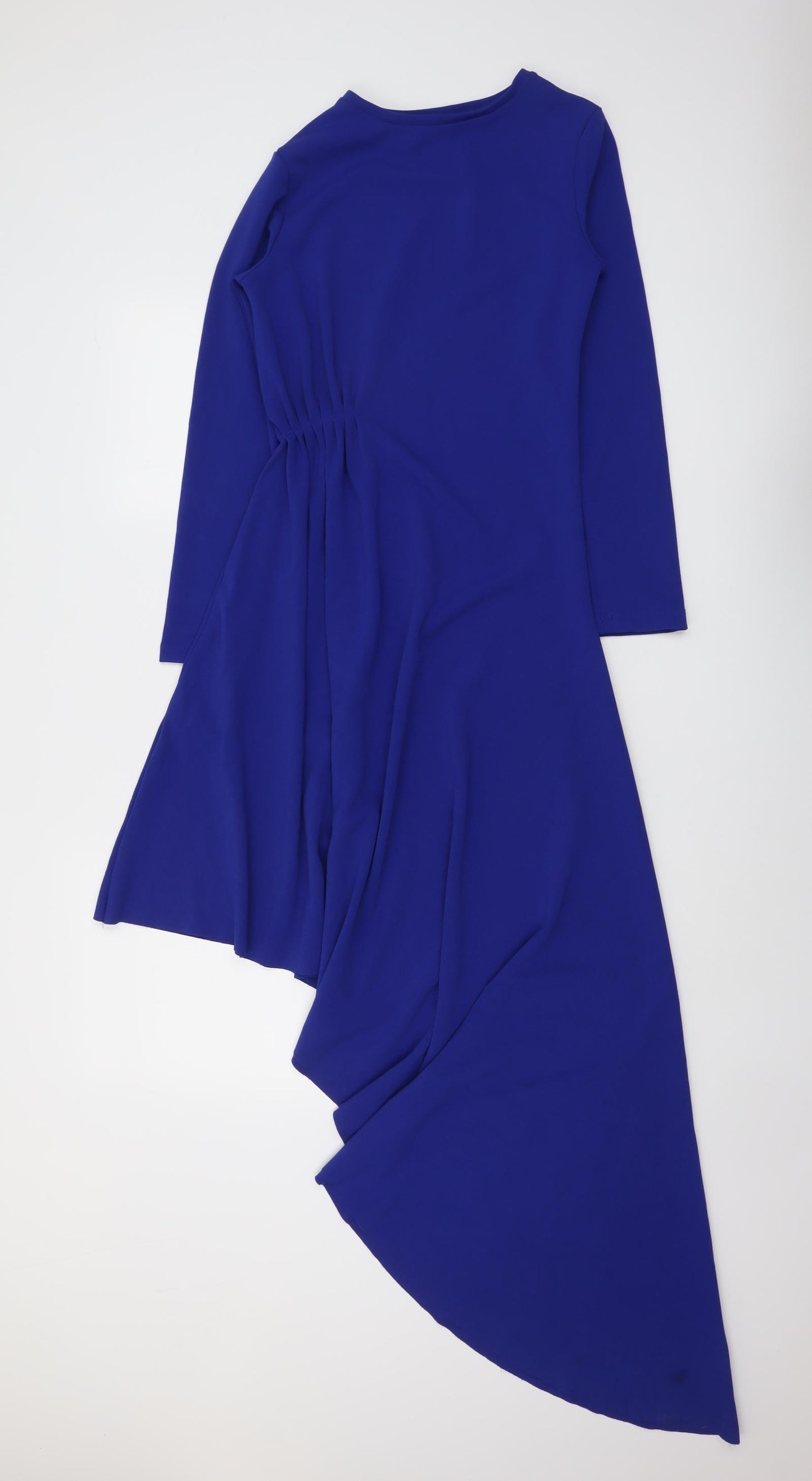 NA-KD Womens Blue Polyester Fit & Flare Size 2XS Boat Neck Pullover - Asymmetric