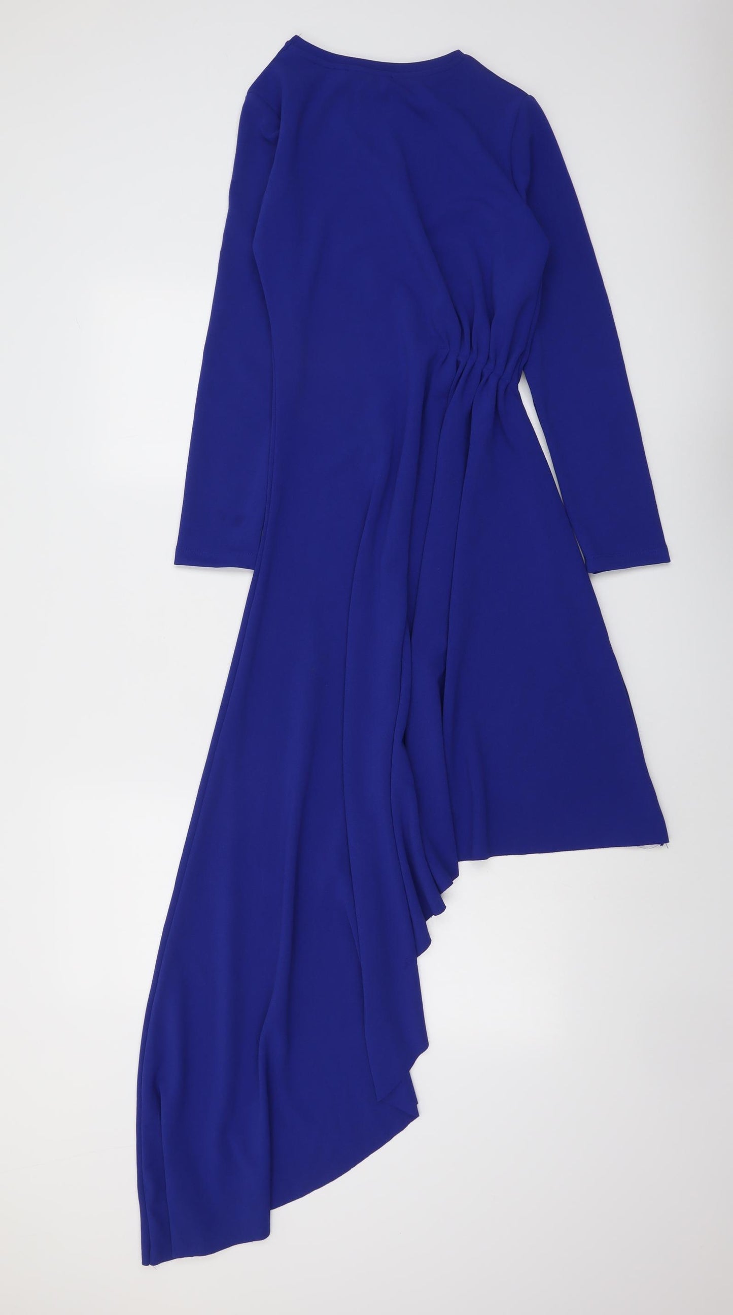 NA-KD Womens Blue Polyester Fit & Flare Size 2XS Boat Neck Pullover - Asymmetric