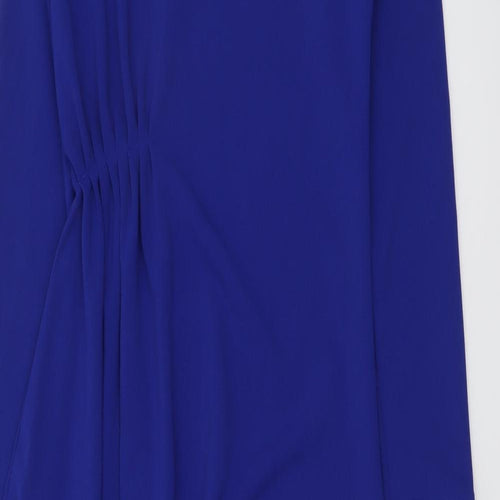 NA-KD Womens Blue Polyester Fit & Flare Size 2XS Boat Neck Pullover - Asymmetric
