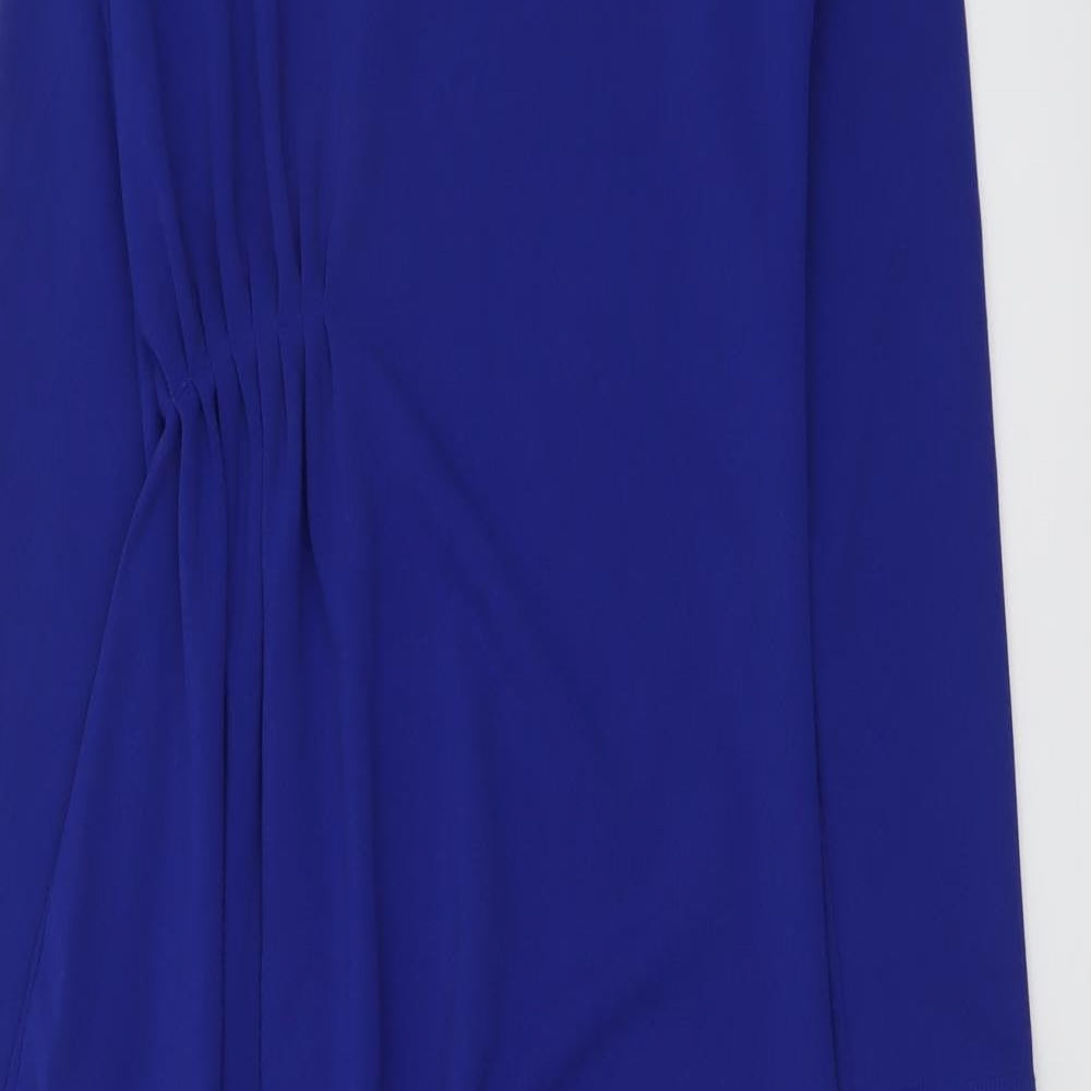 NA-KD Womens Blue Polyester Fit & Flare Size 2XS Boat Neck Pullover - Asymmetric