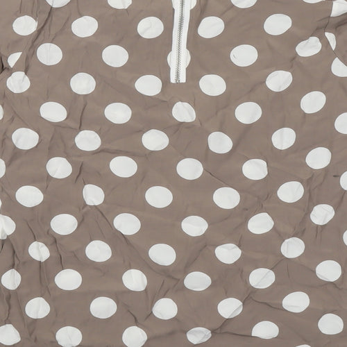 Wallis Womens Beige Polka Dot Viscose Basic T-Shirt Size 10 Round Neck