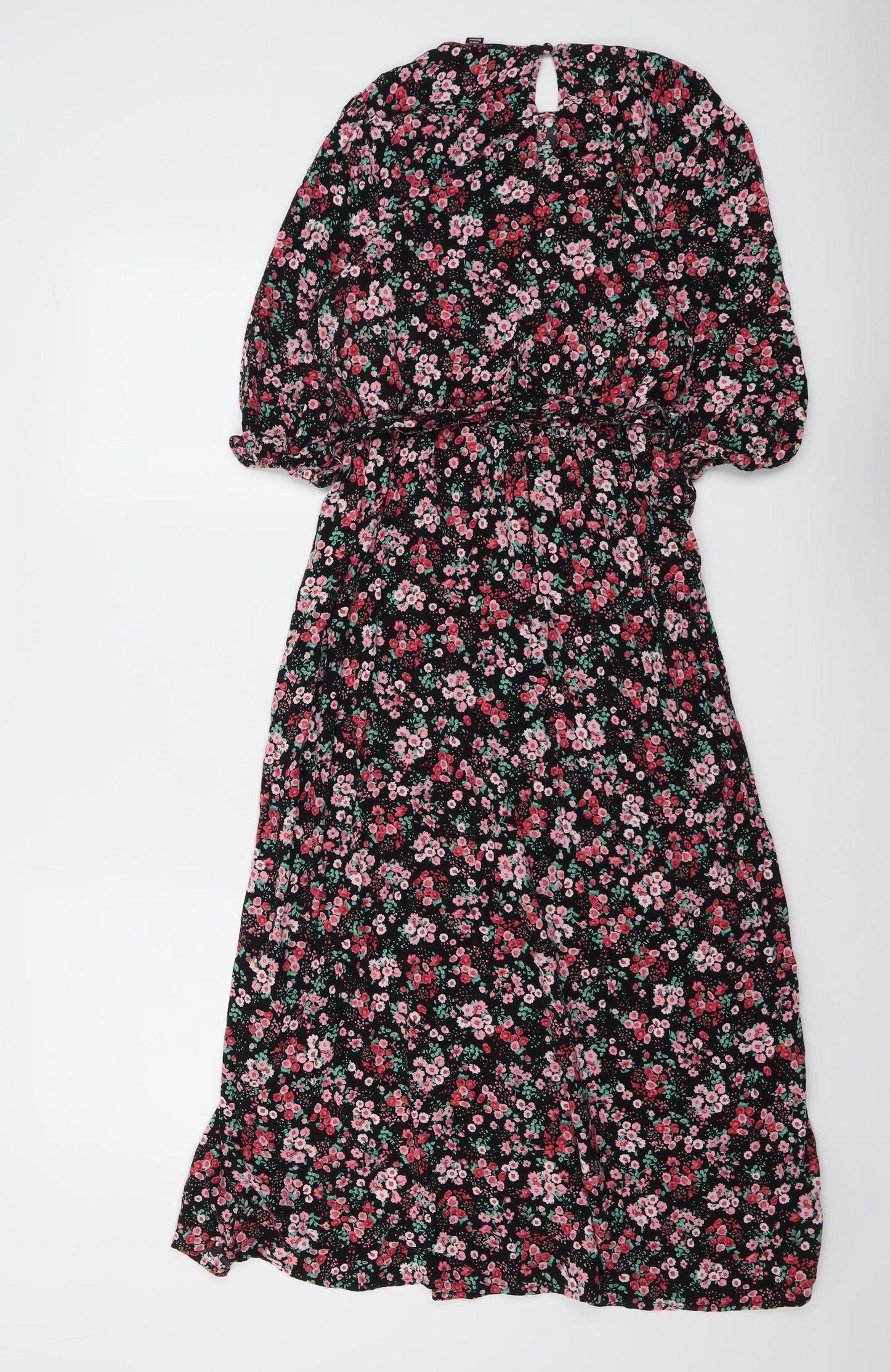 New Look Womens Multicoloured Floral Viscose A-Line Size 10 Boat Neck Button