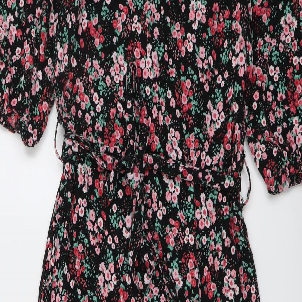 New Look Womens Multicoloured Floral Viscose A-Line Size 10 Boat Neck Button