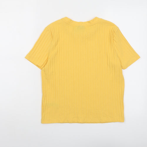 ASOS Womens Yellow Cotton Basic T-Shirt Size 18 Round Neck