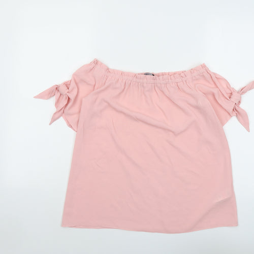 Dorothy Perkins Womens Pink Polyester Basic Blouse Size 8 Off the Shoulder