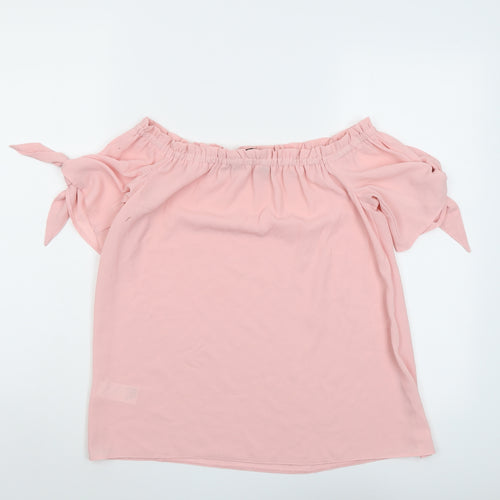 Dorothy Perkins Womens Pink Polyester Basic Blouse Size 8 Off the Shoulder
