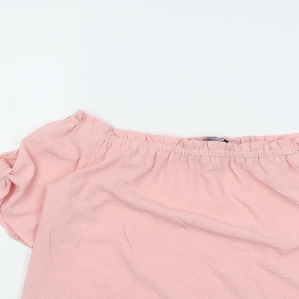 Dorothy Perkins Womens Pink Polyester Basic Blouse Size 8 Off the Shoulder