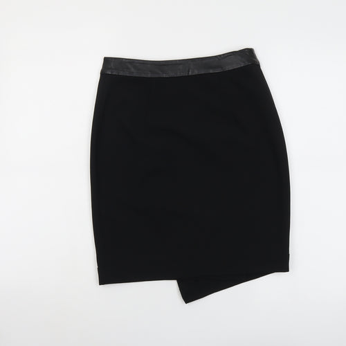 H&M Womens Black Polyester A-Line Skirt Size 6 Snap