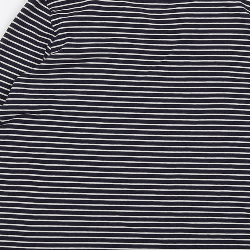 Marks and Spencer Womens Blue Striped Cotton Basic T-Shirt Size 18 V-Neck