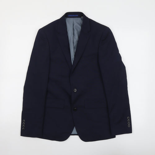Burton Mens Blue Polyester Jacket Suit Jacket Size 34 Regular