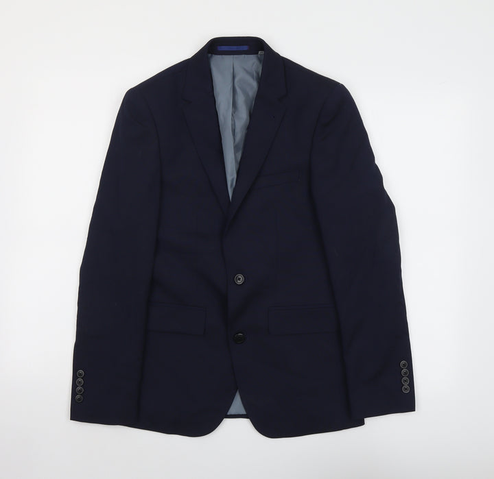 Burton Mens Blue Polyester Jacket Suit Jacket Size 34 Regular