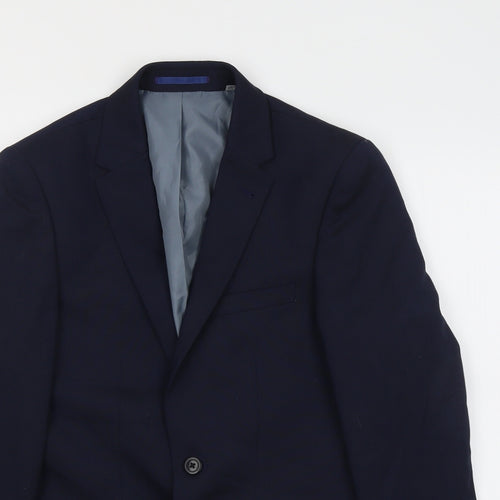 Burton Mens Blue Polyester Jacket Suit Jacket Size 34 Regular